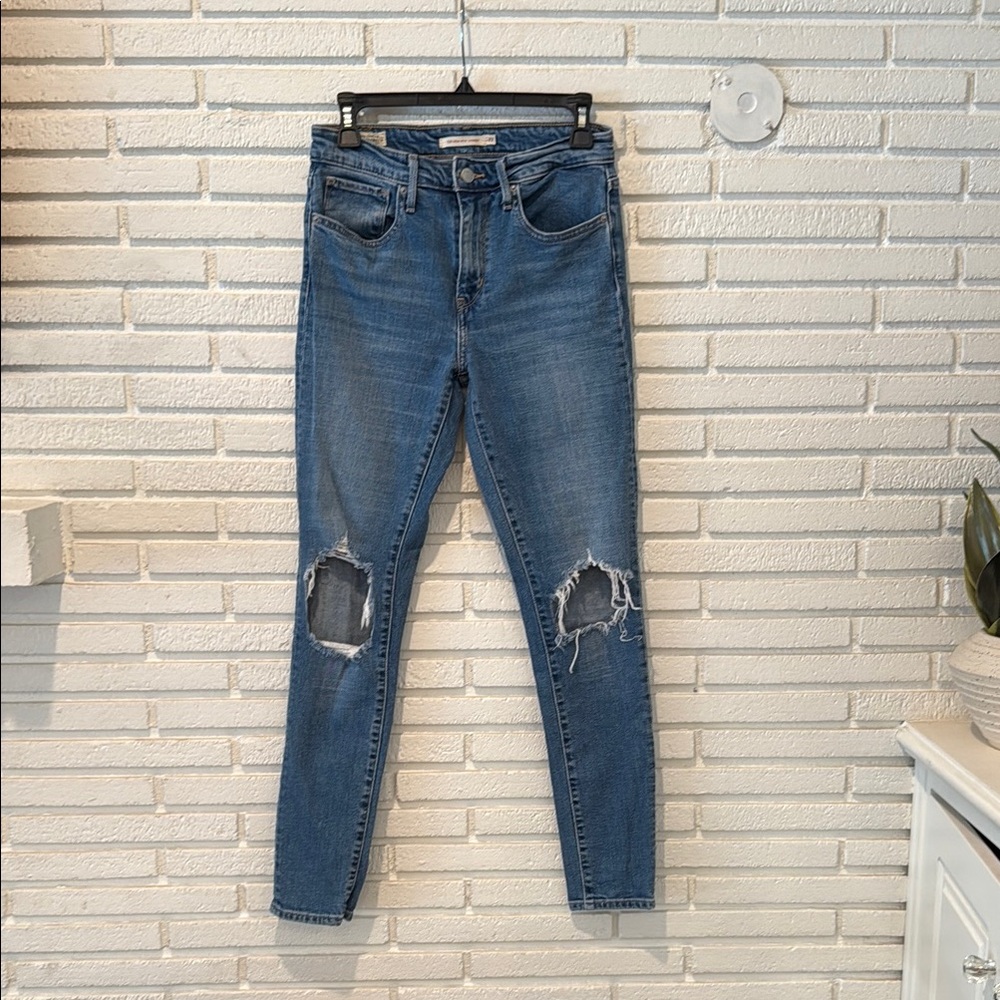 Levi's Blue Skinny Jeans with Distressed Details